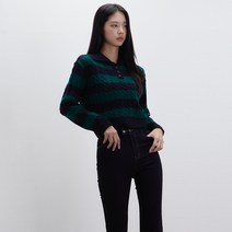 미쏘 여성용 카라넥 스트라이프 풀오버