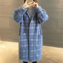 여성용 구디프 체크무늬 데일리 롱코트