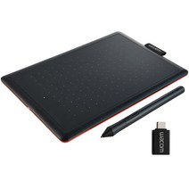 와콤 원바이와콤 펜 태블릿 소형 CTL-472/K0-CX + OTG 젠더 세트, 블랙 + 레드(태블릿)
