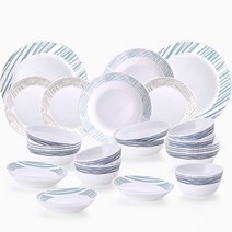 파이렉스밀크글라스 10인 그릇 세트, 지오메트리카, 밥공기 10p + 국그릇 10p + 앞접시 10p + 소접시 3p + 중접시 2p + 대접시 2p + 수저받침 6p