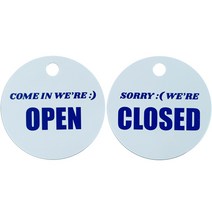 티나피크닉 원형 매장 오픈클로즈 영문 안내판 후크 세트 블루, OPEN, CLOSED, 1세트