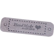 하트 포인트 영문 핸드메이드 레터링 DIY 만들기 가죽 라벨 35g, 그레이, 50개