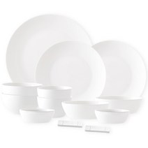 프렐류드 네오본 심플 2인 디너세트, 공기 2p + 대접 2p + 찬기 3종 x 2p + 접시 + 수저받침 2p, 화이트