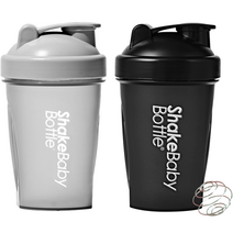 쉐이크베이비 보틀 쉐이커 2종 세트, 그레이, 블랙, 600ml