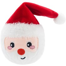 허그스마트 강아지 크리스마스 산타 탱탱볼 삑삑 장난감, 1개, 화이트 + 레드