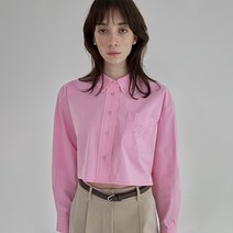여성용 미니멀 크롭 버튼다운 자수 셔츠 BL-4107