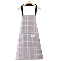 씨오브비 주방용 카페용 방수 체크 앞치마, 그레이, 1개