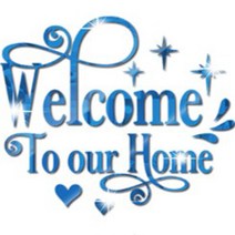 나음다름 Welcome to our home 포인트 벽지 스티커, 블루
