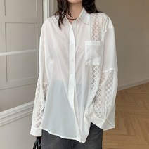 아뗄릭 여성용 루즈핏 레이스 라인 셔츠 01721