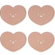 에이드엘 하트 실리콘 컵받침 4p, 브릭레드