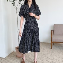 메리로지 차이나넥 도트 반팔 원피스