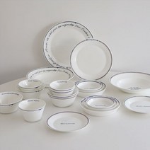 한국도자기 레떼드파리 4인 홈 세트 20p, 화이트 + 블루 + 레드, 식기 9종
