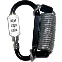 트래블큐브 컬러 카라비너 3다이얼 소형 + 도난방지 코팅 안전케이블 1m 세트 블랙, 1세트