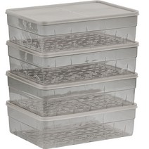 땡스소윤 냉동실 밀폐용기 점보 3200ml 투명그레이, 4개, 단품