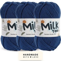 니뜨 밀크얀 뜨개실 50g x 3p + 코튼라벨 세트, 28 데님, 1세트