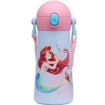 릴팡 더보틀 원터치 어깨끈 이중스텐물통, 인어공주, 460ml