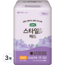 디펜드 여성용 스타일 참숯 패드 중용량, 24개입, 3개, 중형
