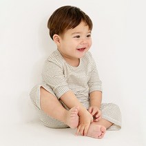 유니프랜드 아동용 포켓체크 오가닉 7부내의 상하의 세트