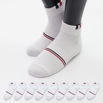 이지레그 남성용 스포츠 논쿠션 쿼터 단목 양말 10족, 화이트