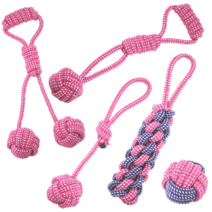 드방스 애견 강아지 터그놀이 로프 노즈워크 장난감 풀세트 L, 핑크, 1개