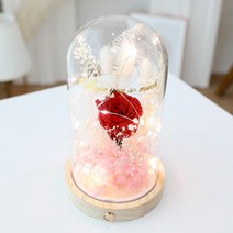 조아트 LED 플라워 유리돔 비누꽃 프리저브드, 로즈 레드