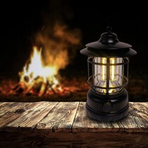 비상 충전식 빈티지 감성 LED 캠핑 랜턴 조명 램프, 블랙, 1개