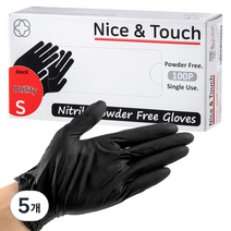 나이스앤터치 니트릴장갑 블랙 S, 소(S), 5개