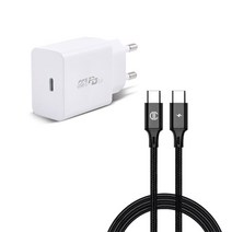 디씨네트워크 삼성 갤럭시 호환 25W PD PPS C타입 초고속 충전기 어댑터+페브릭 C to C PD 60W 고속충전 케이블 2m, 블랙, 1세트