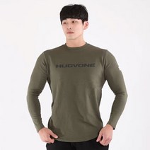 허그본 남성용 머슬핏 빅로고 긴팔 티셔츠 태극 라인