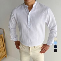 머시따 남성용 헨리넥 댄디 긴팔 셔츠