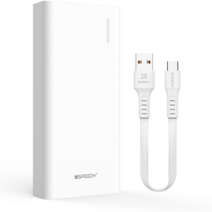 스피디 슬림 핏 보조배터리 20000mAh + C타입 케이블 세트, SPE-PA20CPQ, 화이트