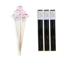 레스쁘리 미니로즈 조화 8p + 디퓨저 스틱 30p, 조화 (핑크), 스틱 (블랙), 1세트