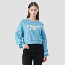 비엔엑스 여성용 라운드넥 메이비 레터링 긴팔 티셔츠 BV1TS006L0