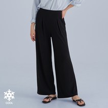AFINAR 여성용 썸머 링클프리 쿨링 와이드핏 핀턱 밴딩 팬츠
