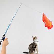 펫트롱 고양이 낚시대 장난감 잉어 PTR495, 레드   블루, 1개