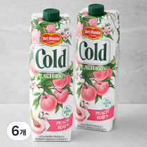델몬트 cold 100% 복숭아주스, 1L, 6개