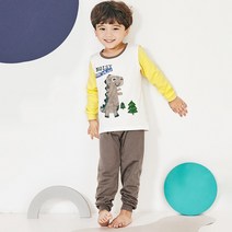 유니프랜드 아동용 브라운디노 오가닉 양면9부 실내복 상하세트