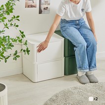 씨밀렉스 래폴드 터치 오픈 리빙박스 35L, 무디화이트, 2개