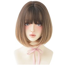 하이유니 옴브레 뱅 헤어 단발 통가발 30cm + 가발망 + 거치대 세트 D3103, 옴브레브라운, 1세트