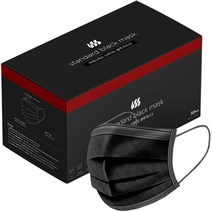 비에스에스 스탠다드 일회용 덴탈 마스크 블랙 성인용, 1개, 50개입