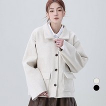 어썸어라운드 여성용 모직 투포켓 카라 자켓