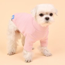 올치 강아지 고양이 파스텔 터틀넥 티셔츠, 핑크