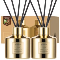쿤달 퍼퓸 디퓨저 옐로우골드 에디션 200ml 2개 + 섬유스틱 10개, 자스민우디향