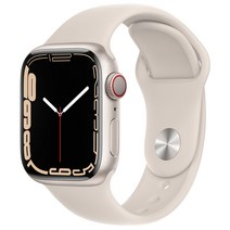 Apple 애플워치 7, 41mm, GPS+Cellular, 알루미늄, 스타라이트 / 스타라이트 스포츠 밴드, 스타라이트 케이스, 스타라이트 밴드
