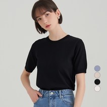 ELLE PARIS 루즈핏 라운드넥 데일리 반팔 여름 니트