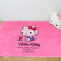 헬로키티 극세사 러브 플라워 러그
