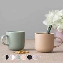 보울보울 레트로라인 머그컵 320 ml, 그린티라떼, 카라멜베이지, 2개