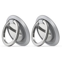 스트릿램프 실리콘 메탈 360도 회전 휴대폰 스마트링, 실버, 2개