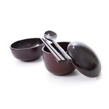 남원목기공예 남원 문화재 반상기 5종 세트, 블랙라벨, 밥그릇 + 뚜껑 + 국그릇 + 숟가락 + 젓가락