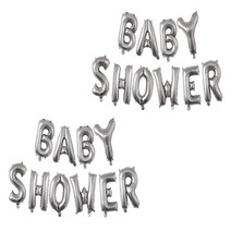 파티야놀자 BABY SHOWER 베이비샤워 알파벳 풍선 세트, 실버, 2세트